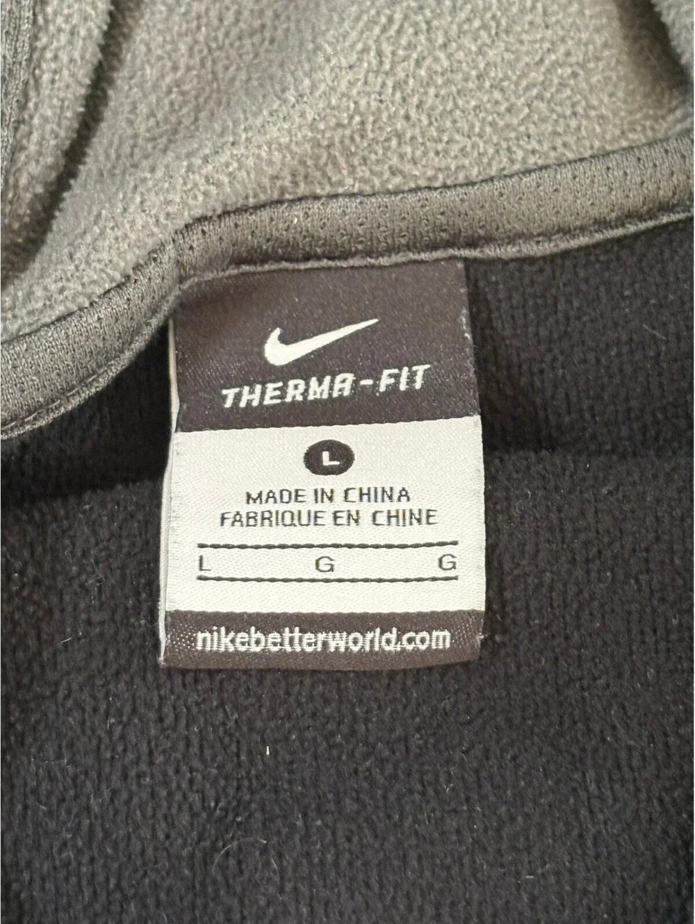 Vintage Nike Therma-Fit Black and Gray Hoodie, Men's L